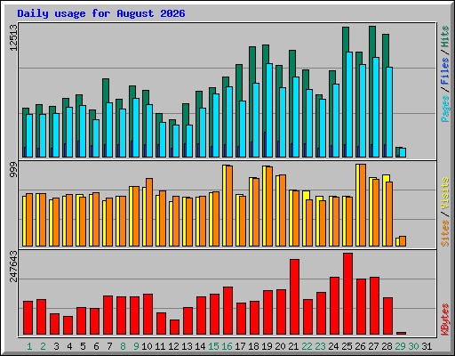 Daily usage for August 2026